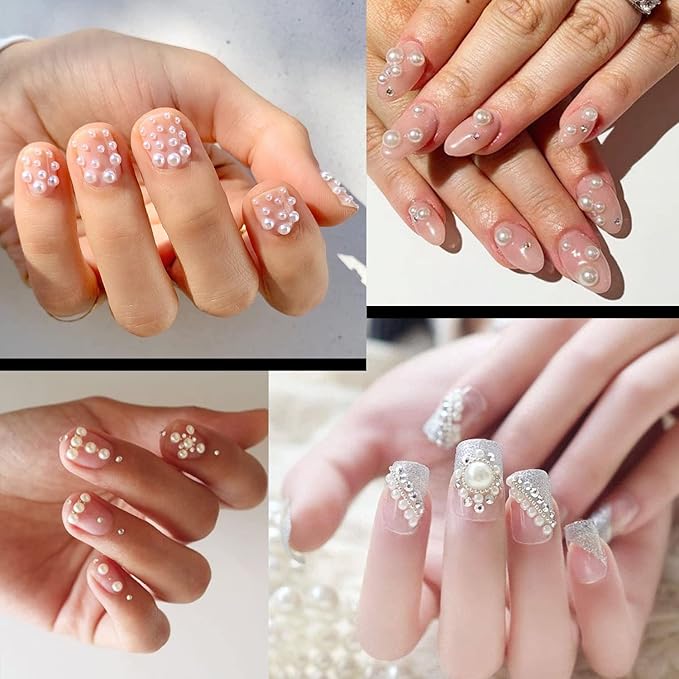 Flat Back Rhinestone+Half Round Pearl Kits Colorful Rhinestones+White+Beige Pearls With Picker Pencil And Tweezer For Home DIY And Professional Use