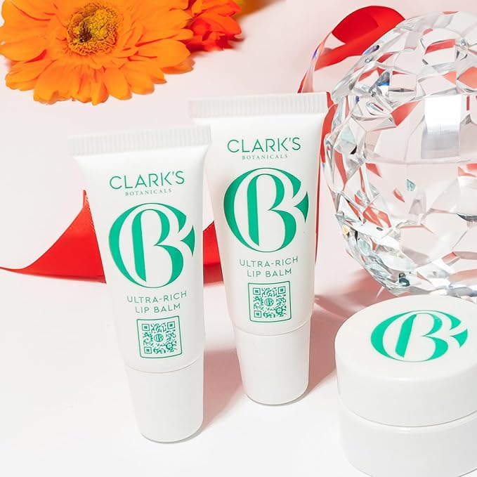 Clark's Botanicals Mini Ultra Rich Lip Balm: Travel Size Plumping Moisturizer with Collagen and Shea, Mango & Avocado Butter + Vitamin E, Stimulating Organic Lip Treatment | 0.13 fl oz (Pack of 2)