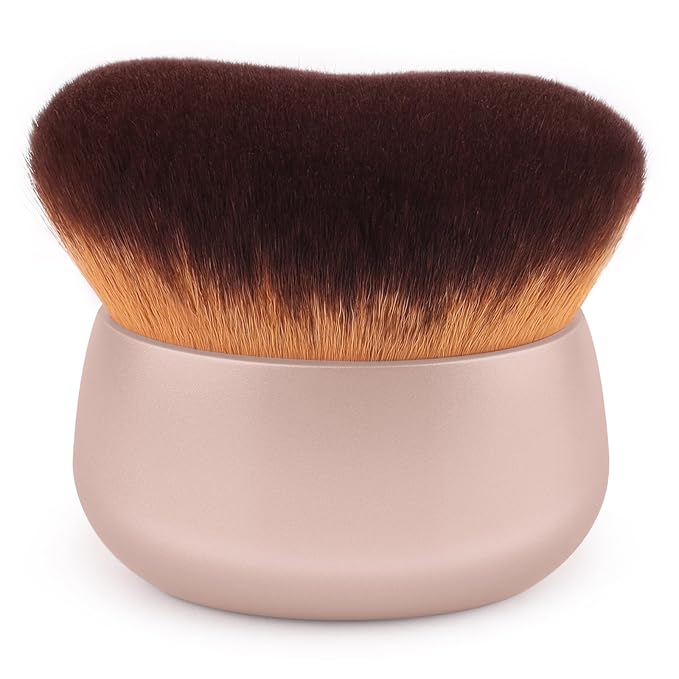 75MM Extra Large Self Tanner Kabuki Makeup Brush – Ultra Soft Dense Vegan Bristles for Body Makeup, Bronzer & Foundation–Applies Tanning Mousse, Lotion & Self Tanner–Khaki, Wet & Dry