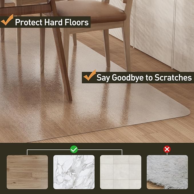 Clear Plastic Area Mat for Under Dining Table, 8'×10' Large No Slip Waterproof Vinyl Area Rug for Home, Anti-Spill Hard Floor Protector Cover, Splat Mat for Under High Chair, Easy Clean Floor Mat