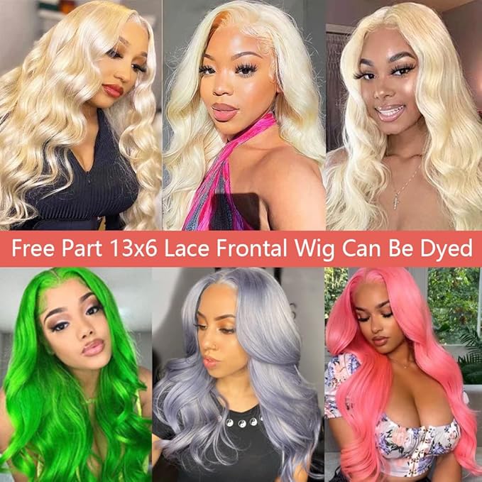 613 Blonde Human Hair Wigs 13X6 HD Transparent Lace Front Body Wave Wigs with Baby Hair for Black Women Pre Plucked Brazilian Virgin Hair Wig 180% Density 26 Inch