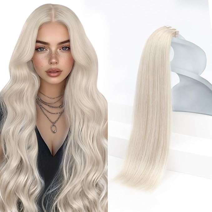 Sunny Hair Blonde Tape in Hair Extensions Human Hair, 20 inch Tape in Extensions Remy Tape ins Human Hair Extensions for Women 50g 20Pcs