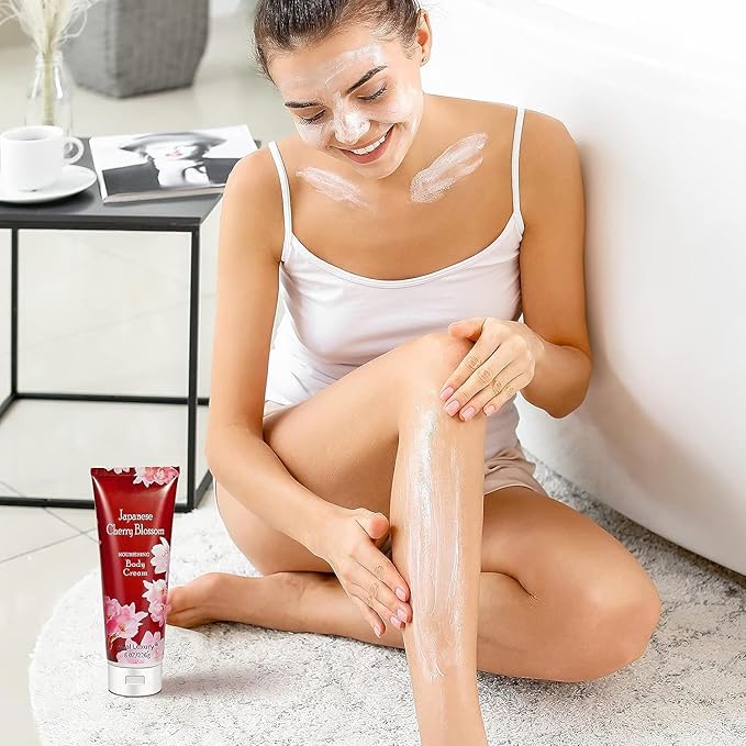 Japanese Cherry Blossom Shower Gel and Body Cream Set - Nourishing and Moisturizing Daily Skincare - 8 fl.oz / 236mL Each, Christmas Gifts for Her and Him (Japanese Cherry Blossom)