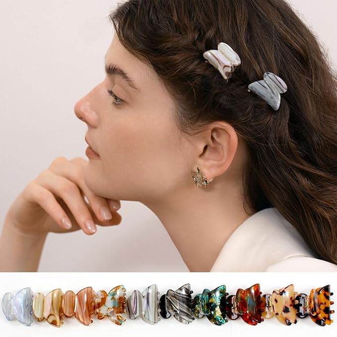 10 Pack 1.18 Inch Small Hair Claw Clips for Women Girls - Tortoise Shell & Leopard Print Acrylic Claw Clips French Barrettes Non-Slip Strong Hold for Thin/Thick Hair - Mini Hair Accessories