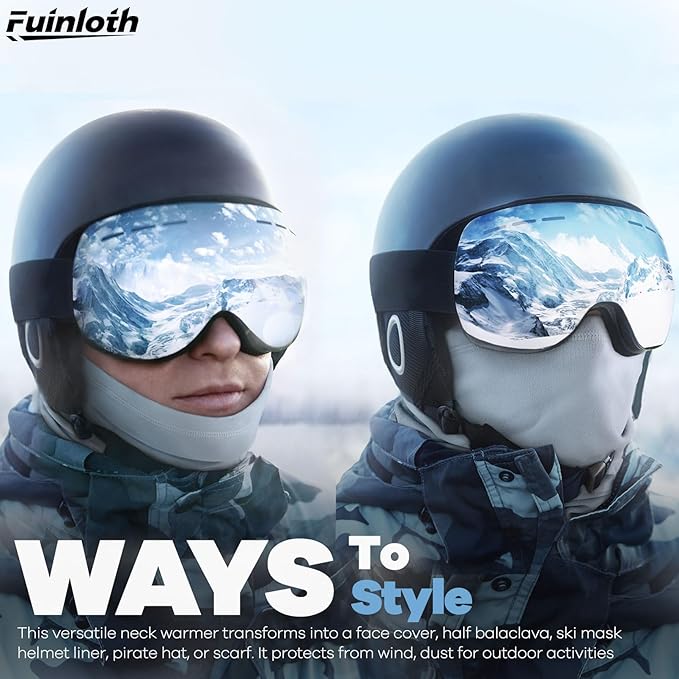 Fuinloth 2 Pack Winter Neck Gaiter, Fleece Warmer Scarf Cold Weather Face Mask Cover for Men/Women
