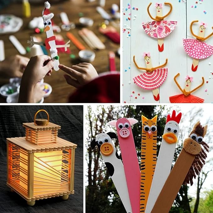 Mibly 4 Style 350 Pcs Assorted Wooden Wax Sticks for Body Legs Face and Small Medium Large Sizes Eyebrow Waxing Applicator Spatulas for Hair Removal or Wood Craft Sticks