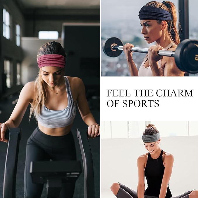 Huachi Headbands for Women Non Slip, Wide Head Bands for Women's Hair for Workout Elastic Hair Band Summer Hair Accessories