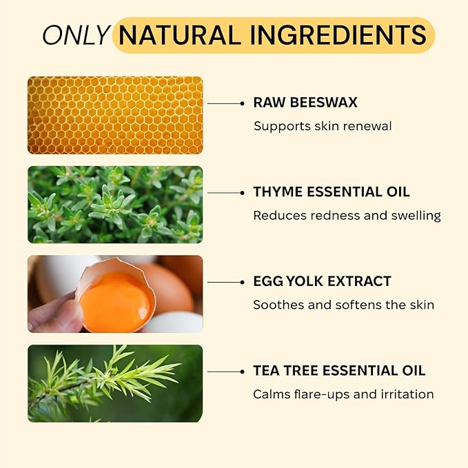 MyMagicHealer Thyme & Tea Tree Flare Care | Ingrown Hair, Razor Bumps, Blind Pimples, Bartholin, Pilonidal Cysts | Folliculitis Cure | Piercing Care w/Egg Yolk Extract & Tea Tree 4 oz