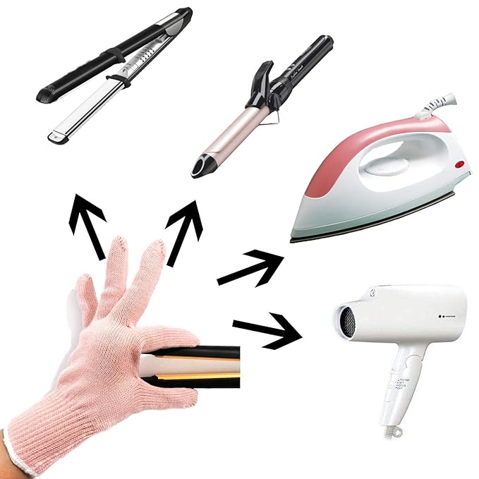 Lessmon Professional Heat Resistant Glove for Hair Styling Heat Blocking for Curling, Flat Iron and Curling Wand Suitable for Left and Right Hands, 1 Piece, Light Pink