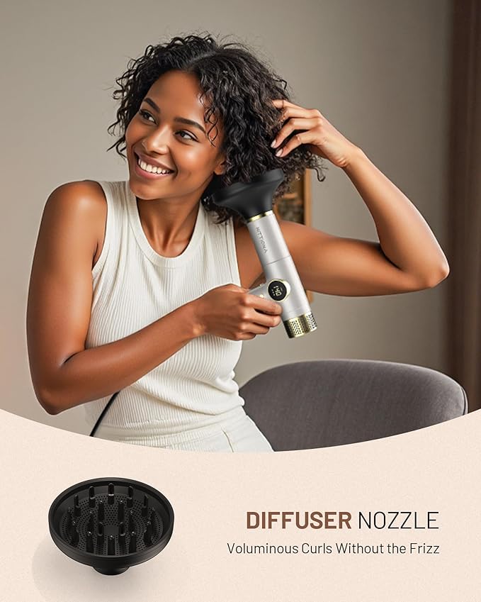Dual Voltage Travel Hair Dryer with Diffuser - 2000W High-Speed Ionic Diffuser Hair Dryers Gift for Women, Fast Drying, Low Noise, Lightweight, No Heat Damage, European Travel 110V-120V/220V-240V