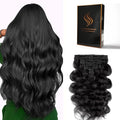Clip in Hair Extensions Real Human Hair Body Wave 1 Jet Black Clip in 100% Brazilian Remy Human Hair Extensions 8pcs Per Set with 18 Clips Double Weft 20 Inch 105g/3.6oz