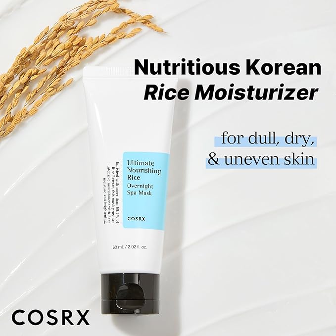 COSRX Ultimate Nourishing Rice Overnight Spa Mask, 60ml / 2.02 fl.oz | Rice Extract 68% and Niacinamide 2%, Korean Skin Care, Animal Testing Free, Paraben Free