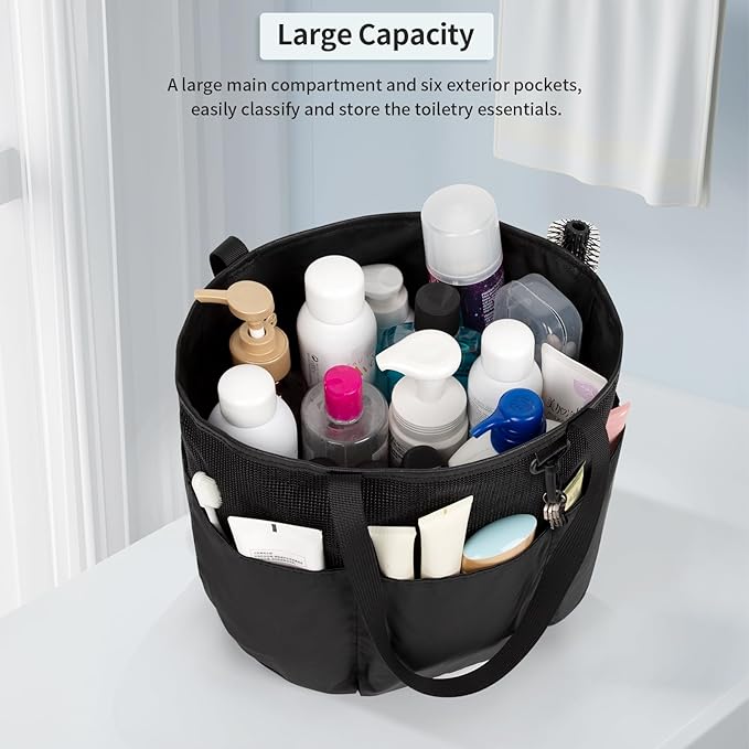 Shower Caddy Portable, Hanging Mesh Shower Caddy, Travel Toiletry Bag for Women Men, Quick Dry Shower Tote Bag with Rotable Hook for Bathroom, Gym, Camping, Beach, Swimming, Traveling