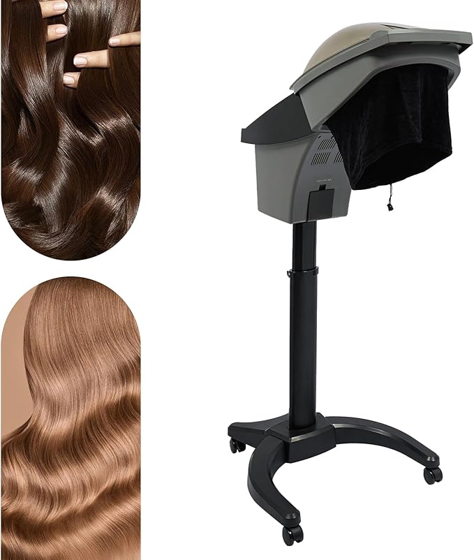 700W Fast-Heating Ozone Steam Therapy + 7-Color Light Scalp Treatment, Adjustable Height (50-58.66") Hooded Dryer w/ 1700mL Tank & Wheels, Auto Shut-Off (Black)