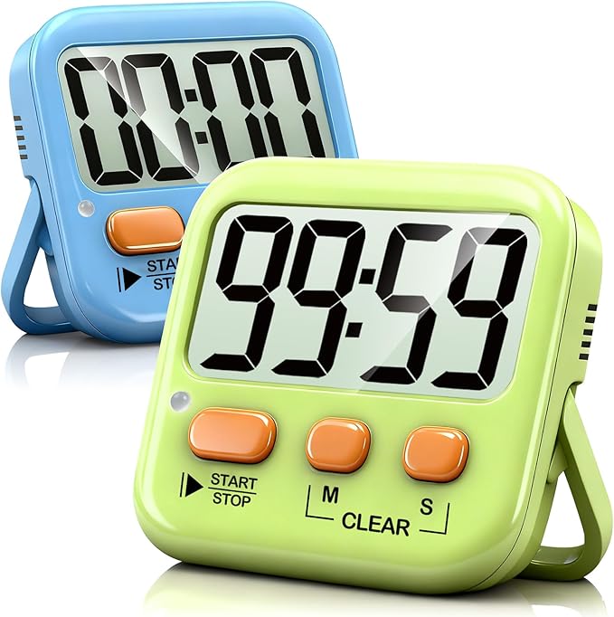 Antonki 2 Pack Digital Timer for Kids, Magnetic Countdown Kitchen Timers for Cooking, Egg, Classroom, Teacher, Exercise, Study, Oven - Battery Included