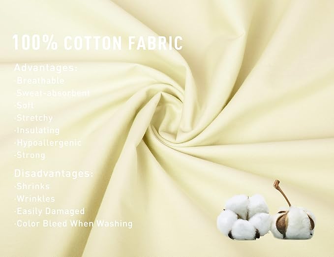Sunflower King Pillowcases Set of 2, 100% Cotton King Pillow Cases 2, 20×40 inches Cream, Soft and Breathable
