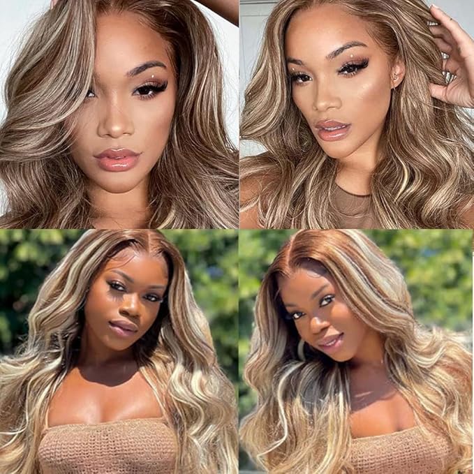 30 32 34 Inch Blonde Bundles Human Hair Highlight Body Wave Bundles 2 Tone Black and Blonde Body Wave Bundle Niegmeag Brazilian Virgin Remy Hair Extensions 300g