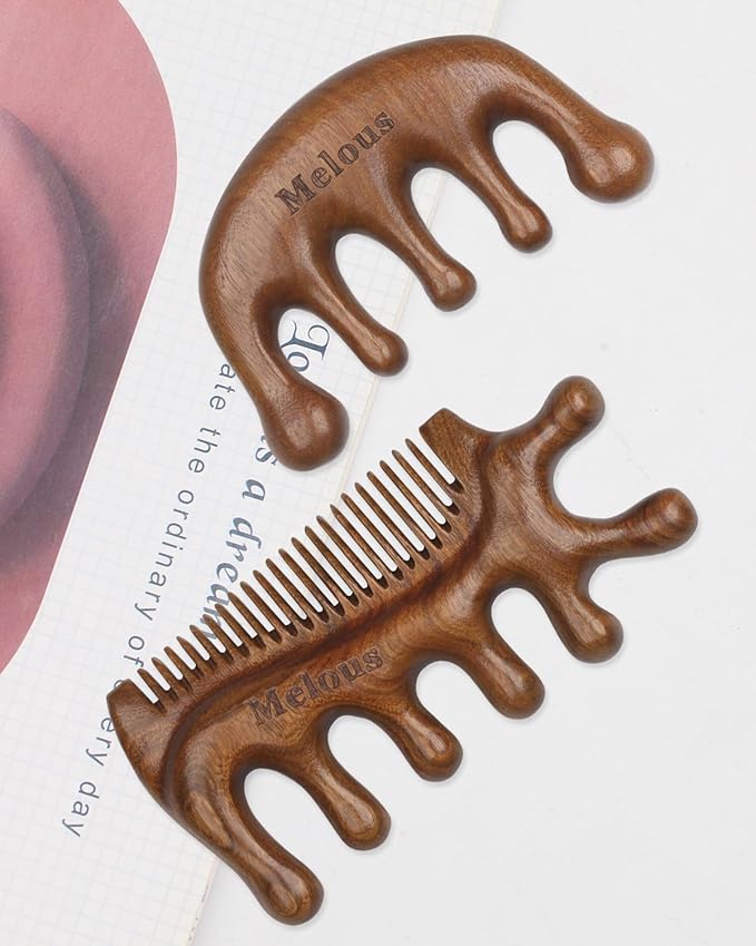 Sandalwood Gua Sha Massager, Meridians Massager, Scraping Massage Comb, for Hair Growth & Body Relief