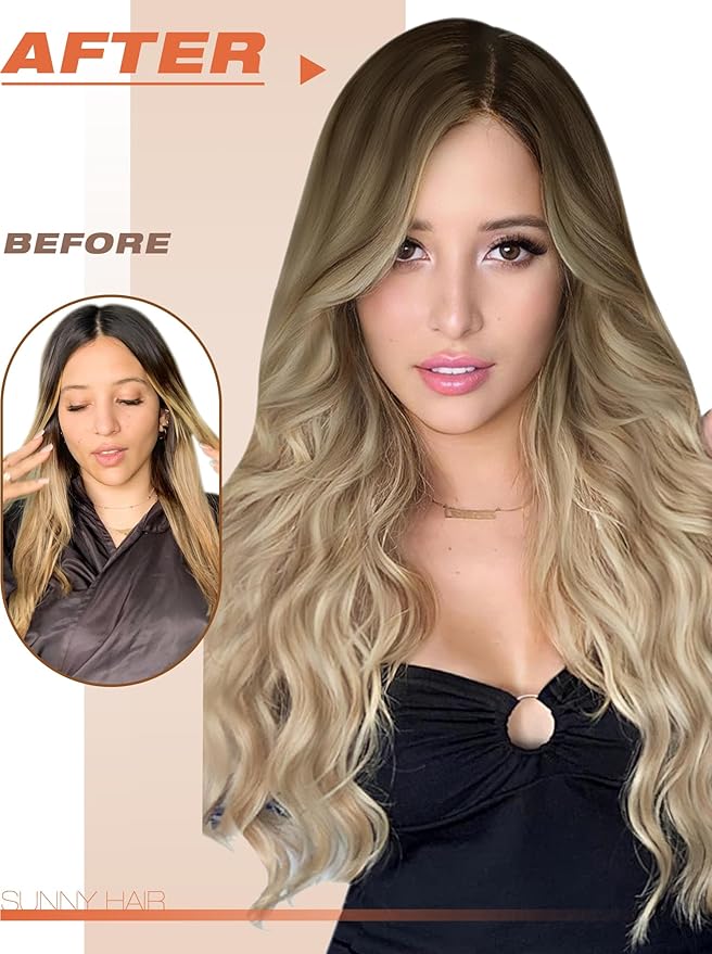 Sunny Hair Tape in Hair Extensions Human Hair Brown Balayage Blonde Tape in Extensions 16 Inch Real Hair Extensions Tape in 20Pcs 50g