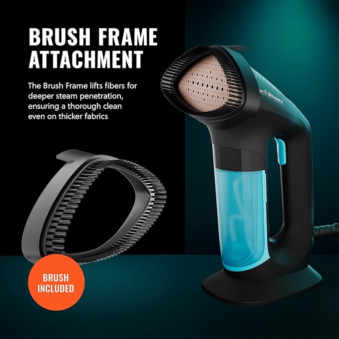 PurSteam SteamPulse Pro Handheld Steamer for Clothes, Portable Handheld Fabric and Garment Travel Steamer Iron Press Wrinkle Remover with Fabric Brush