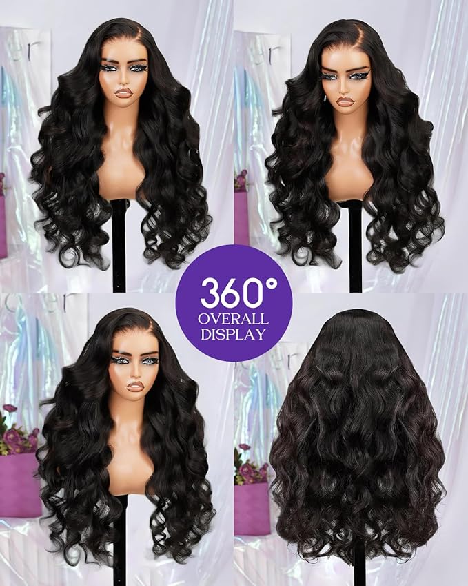13x6 Body Wave Lace Front Wigs Human Hair Pre Plucked 180 Density HD Transparent Lace Frontal Wigs Human Hair for Women Glueless Wigs No Synthetic Blend Triple Lifespan 3X 24Inch