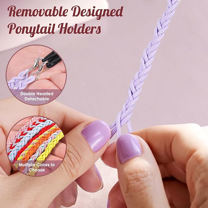3 Packs Ponytail Holders Hair Ties for Women, Spiral Pony Tails Elastic Braided Hair Holders for Gym Swimming Sports (3pcs16"colorful18)
