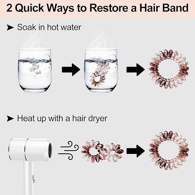 JessLab Spiral Hair Ties, 20 Pcs Traceless Phone Cord Hair Ties No Crease Spiral Bracelet Plastic Coil Ponytail Holders No-Damage Headband Hair Accessory for Girls Women Ladies Gift, Mix Color 1