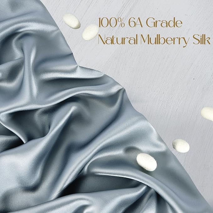 ZIMASILK 100% Pure Mulberry Silk Pillowcase for Hair and Skin,with Hidden Zipper,Both Side 19 Momme Silk,600 Thread Count, 1pc (Standard 20''x26'', Dusty Blue)