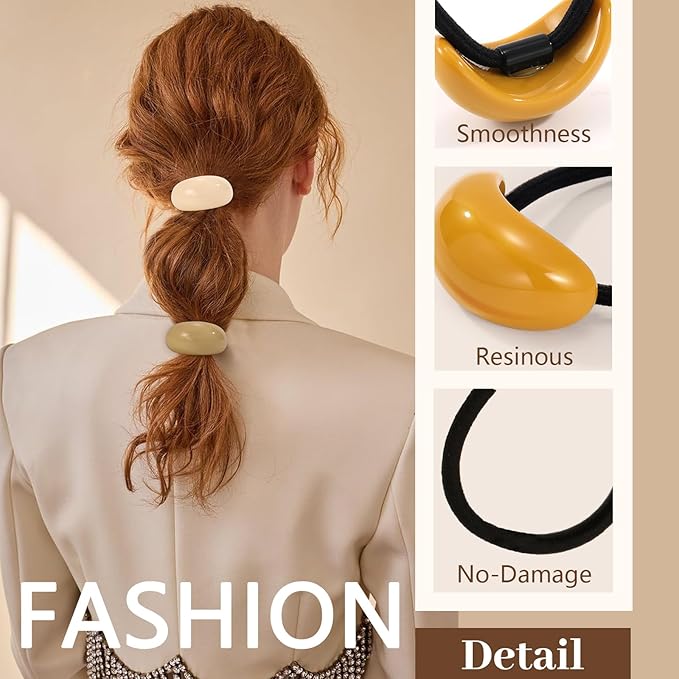 5PCS Hair Ties for Thick Hair, Elegant and Durable Geometric Design Hair Ties for Women, Hair Accessories Stretchy and Non-Damage Ponytail Holders