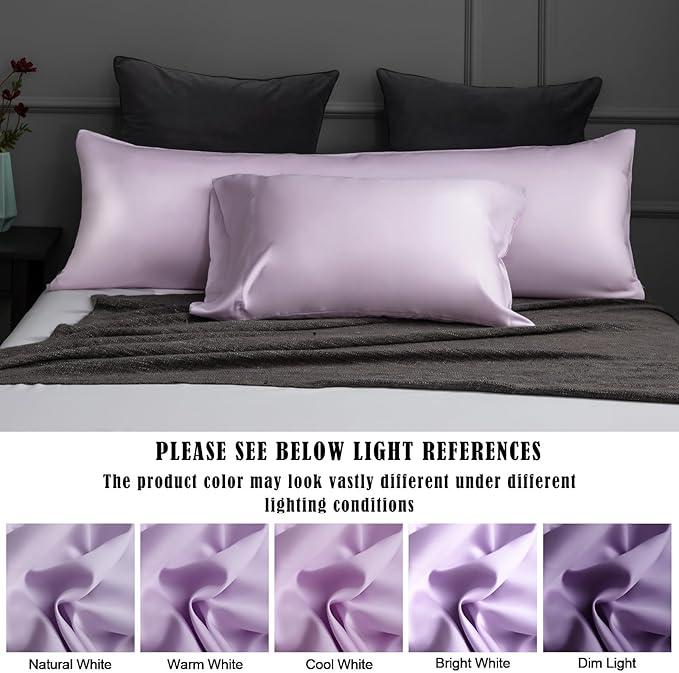 TELUS Pillow Cases King Size 2 Pack, Bamboo Rayon & Lyocell Pillowcase with Envelope Closure, Cooling Breathable Pillow Cover for Hot Sleeper & Night Sweats, 20x40 inch, Light Purple