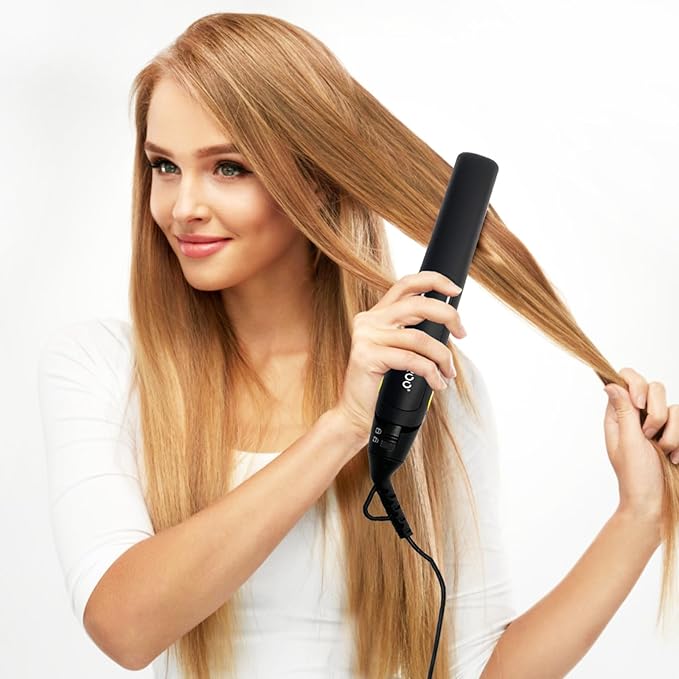 IBROO Ceramic Hair Straightener, 15% Plus Long 1 inch Tourmaline Curling Straightening Iron, Keratin Coated Straight Iron, Max 450℉ Flat Irons for Black Women Hair, Dual Voltage 110v-220v for Travel