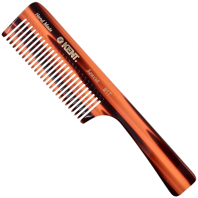 Kent 91T Wide Tooth Detangler Hair Comb for Women and Men - for Curly and Wavy Hair - Wet Hair Comb, Large Handle Wide Tooth Shower Comb for Effective Detangling, Saw-Cut Hand Polished made in England