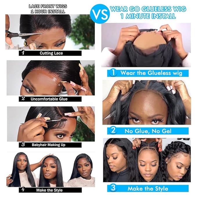 7x5 HD Lace Closure Glueless Wigs Human Hair Pre Plucked Pre Cut 180% Density Wear and Go Glueless Wig 24Inch Body Wave Lace Front Wigs Human Hair Pre Plucked for Black Women Natural Hairline