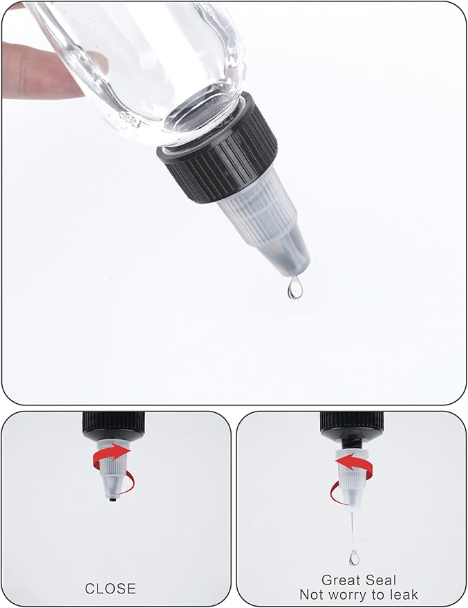 6 Pcs 1oz Plastic Squeeze Bottles with Twist Top Cap, 30ml Clear Dispensing Bottles, Empty Squirt Bottle for Liquids, Sauces, Arts, Crafts, Travel