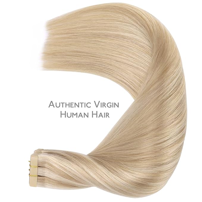 WENNALIFE Tape in Hair Extensions Human Hair, 20pcs 40g 12 inch Dirty Blonde Highlighted Bleach Blonde Remy Hair Extensions Straight Human Hair Tape in Extensions Skin Weft Extensions Hair