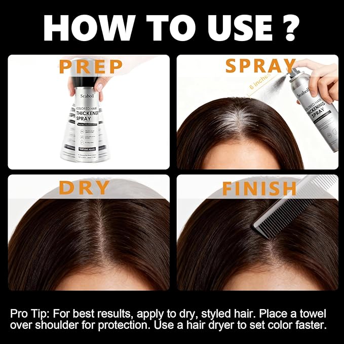 Root Touch Up Hair Color Spray–4oz, Sweat-Resistant & Natural, Instant Gray Hair Cover Up, Temporary Root Concealer Hair Filler Dye Spray for Hairline, Scalp&Thinning–Natural Black–Women & Men