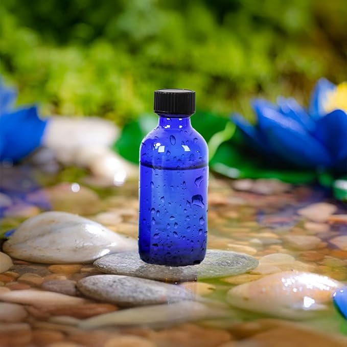 DIDITIME 2 oz Shot Bottles with Caps & Stainless Steel Funnels, Juicing Bottle Reusable Glass, 60ml Small Jars with Lids for Potion, Ginger Shots, Oils, Juice (Cobalt Blue, 6-pack)