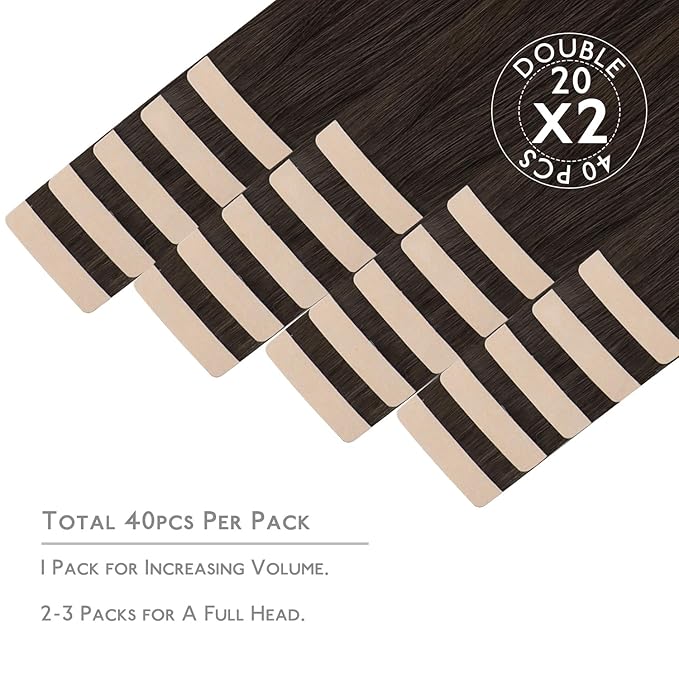 WENNALIFE Tape in Hair Extensions Human Hair, 40pcs 100g 18 inch Light Dark Brown Hair Extensions Real Human Hair Straight Tape in Extensions Invisible Human Hair Extensions Real Hair Extensions