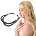 DIGUAN Double Three Strand Synthetic Hair Braided Headband Hairpiece Extension Women Girl Beauty accessory (Natural Black)