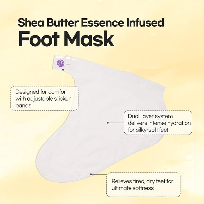 Epielle Hydrating Foot Masks 6 Pairs, Deep Moisturizing Socks for Dry Feet & Cracked Heels, Relieve and Soften with Shea Butter & Jojoba Oil, Korean Skin Care, Spa Set, Self Care Gifts for Women
