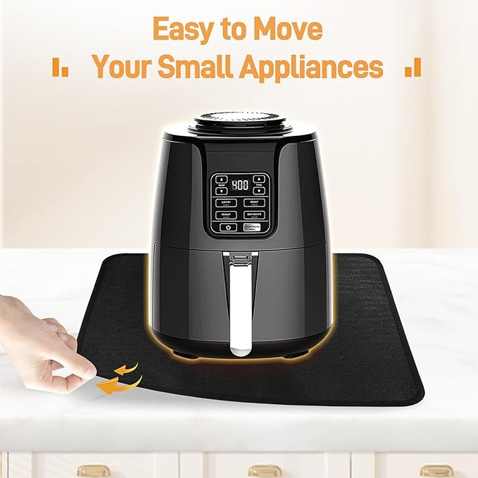 Air Fryer Mat for Air Fryer, 24 x 31in Heat Resistant Mat for Countertop, Fireproof Silicone Countertop Protector Appliance Slider for Air Fryer, Coffee Maker, Toaster, Oven (Black)