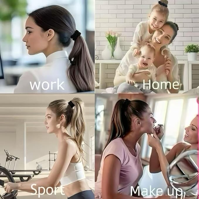 10 Pcs Black Small Satin Hair Ties No Damage for Women Girls Thick Thin Hair, Small Satin Scrunchies Hair Ties Skinny Hair Elastic Bands Ponytail Holders for Women Hair Accessories