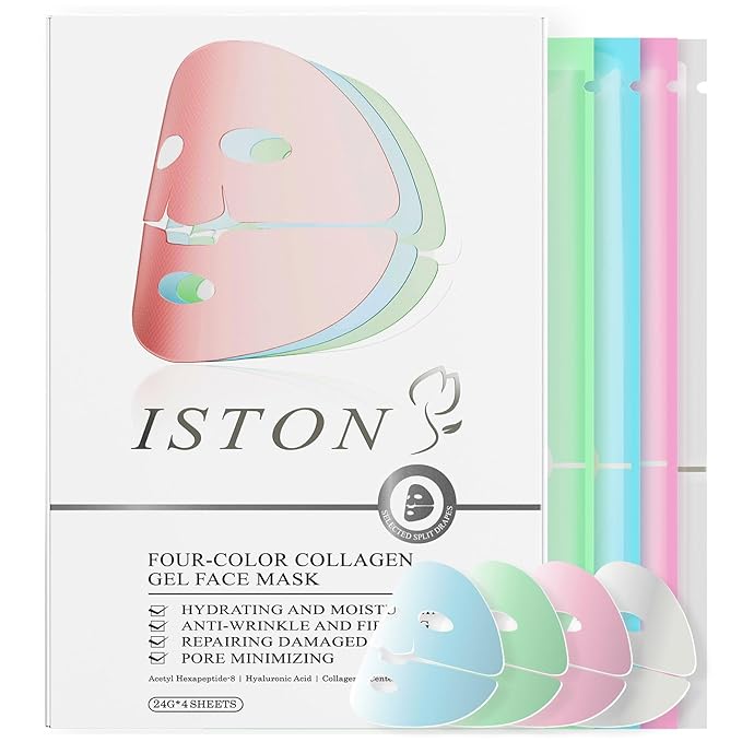 ISTON 4-in-1 Bio-Collagen Real Deep Mask Set -Plump Sagging Skin,Deep Hydration,Soothe & Repair,Nourish & Firm, Overnight Hydrogel Mask for All Skin Type
