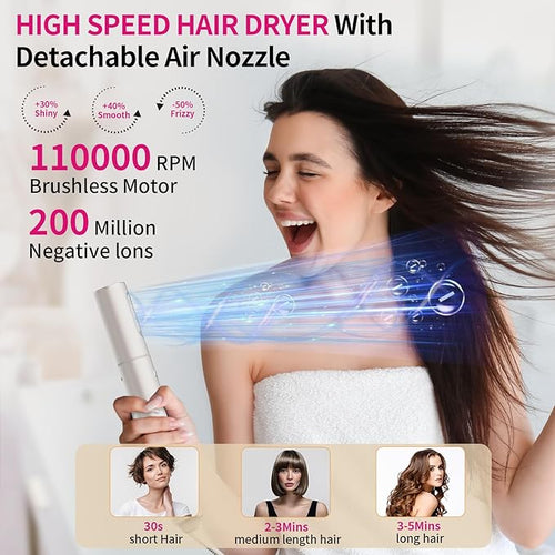 5-in-1 Hot Air Styler & Hair Dryer Brush – Fast Drying, Ionic Blow Dryer with Auto-Wrap Curler, Volumizing Brush & Straightener – Frizz-Free, No Heat Damage, Travel Bag Included for Easy Styling