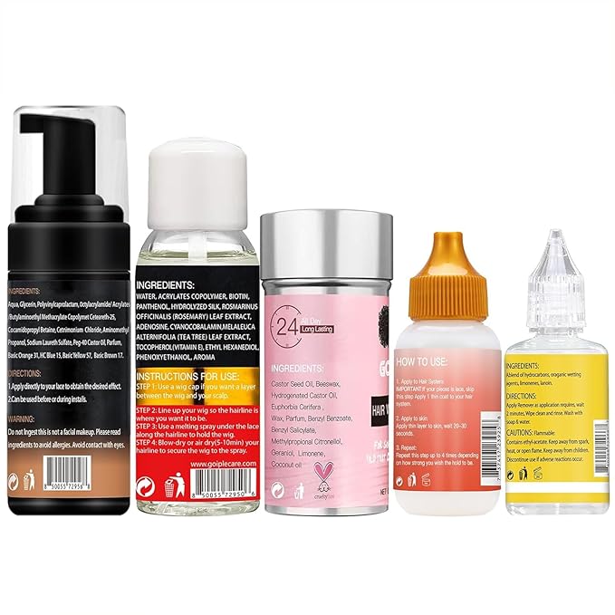 Lace Tint Lace Melting Hair Mousse for Women's Wigs and Hairpieces - Natural Finishing Tint Spray Tool Set (Medium Brown)