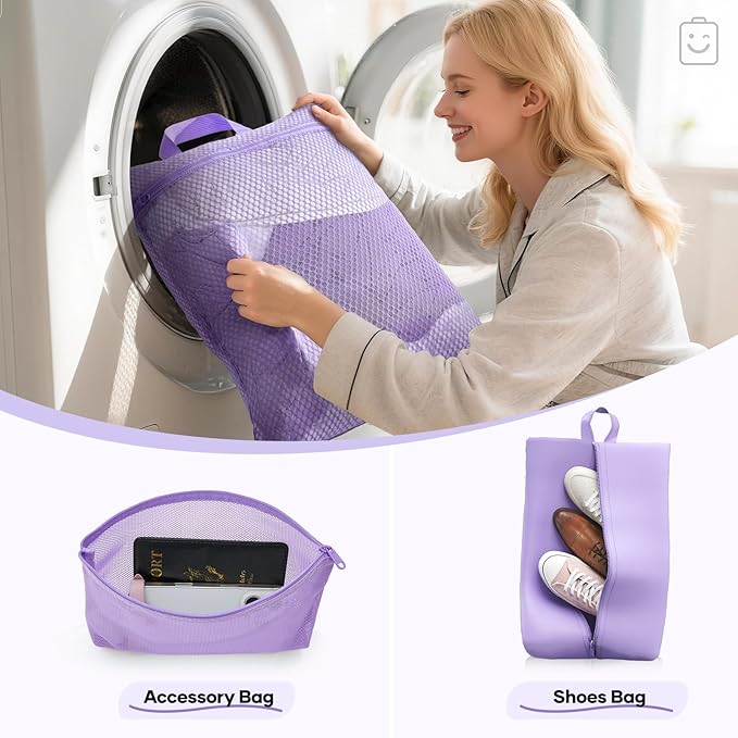 Veken 9/11 Set Compression Packing Cubes for Travel Essentials,Compressible Expandable Large Luggage Suitcase Organizer Bags for Clothing,Durable Space Saver Storage Bags(Light Purple)