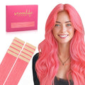WENNALIFE Tape in Hair Extensions Human Hair Light Pink Tape in Extensions, 10pcs 20g 10 inch Remy Invisible Tape Ins Straight Colored Soft Real Human Hair Tape in Extensions Refill Set Extensions