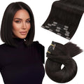Moresoo Clip in Hair Extensions Real Human Hair Dark Brown Hair Extensions Clip in Short for Women Double Weft Remy Human Hair Straight 80g/5pcs 14 inch