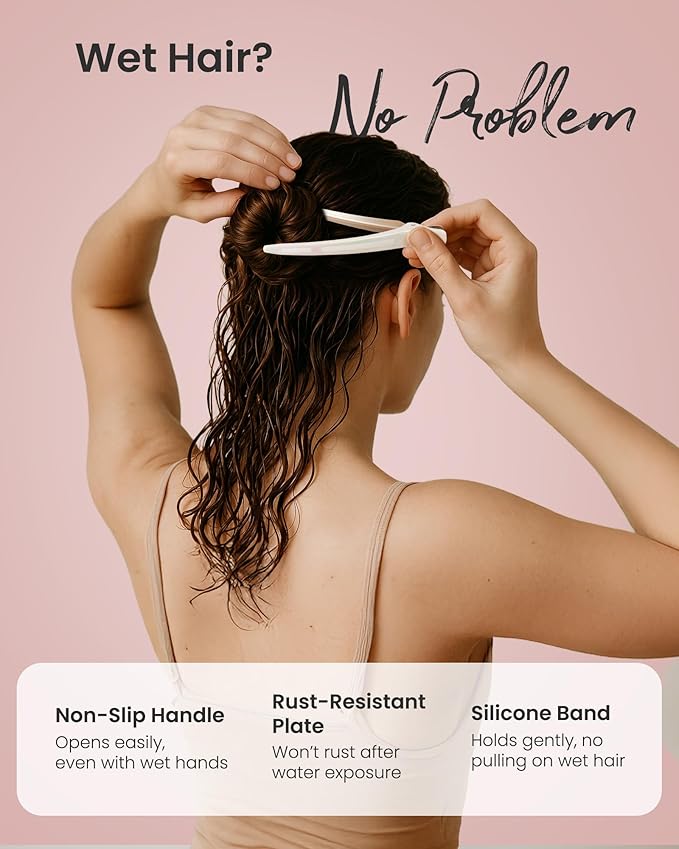 AIMIKE Extended Sectioning Hair Clips w/Built-in Silicone Band, 4.8" No-Crease Non-Slip Hair Styling Clips for Thick, Curly Hair – Blow Drying,Hair Rollers, Rust-Free –6 Pack, OpalShell Duckbill Clips