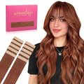 WENNALIFE Tape in Hair Extensions Human Hair Dark Auburn Copper Tape in Extensions, 10pcs 25g 14 inch Remy Invisible Tape Ins Straight Colored Soft Real Human Hair Tape in Extensions Refill Set Extens